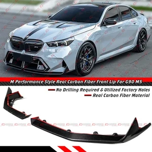 For 2025-26 BMW G90 G99 M5 Performance Style Real Carbon Fiber Front Bumper Lip - Picture 1 of 10