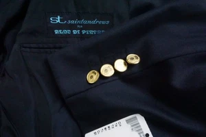 Saint Andrews Giacca Navy Blue Wool Gold Button Sport Coat Jacket 42R Brand New - Picture 1 of 8