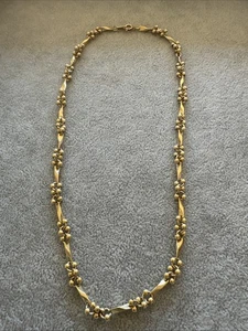 Vintage Gold Tone Bar And Bead Choker Necklace 18” Long  - Picture 1 of 10