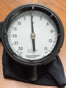 ASHCROFT DURAGAUGE  PRESSURE GAUGE  0 To 15 PSI…0 To 30 In . HG VAC..2 Direction - Picture 1 of 9