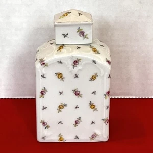 Antike Victoria Carlsbad Austria Teedose mit Deckel handbemalt Blumendekor - Bild 1 von 8