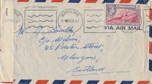 UK England 1942 Gibraltar Censor OPENED BY EXAMINER A/6049 #T4B to Scotland - Picture 1 of 2