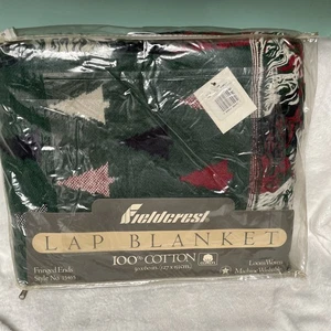 NEU Fieldcrest Weihnachten Schoß Decke 100% Baumwolle Webstuhl gewebt 50x60 Weihnachtsbäume - Bild 1 von 11