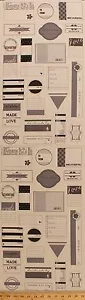 12" x 44" Handmade with Love Project Labels Tags Cotton Fabric Panel D775.09 - Picture 1 of 1