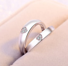 Silver Flower Rose Leaf Pave CZ Couple Love Pair Adjustable Band Ring R38
