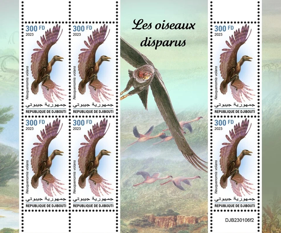 Estampillas de aves extintas MNH 2023 Djibouti M/S Foto 1 de 1