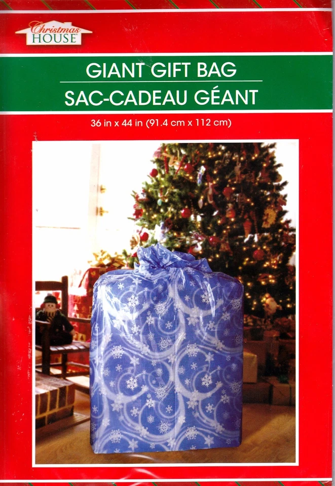 Nueva Bolsa de Regalos Gigante Casa de Navidad con Etiqueta 36" x 44" ~ Remolinos Azules (Cantidad 1) Foto 1 de 1