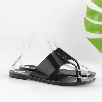 Sandalia Melissa Essential Chic para mujer talla 8 negra tanga de gelatina chanclas deslizables Foto 1 de 4