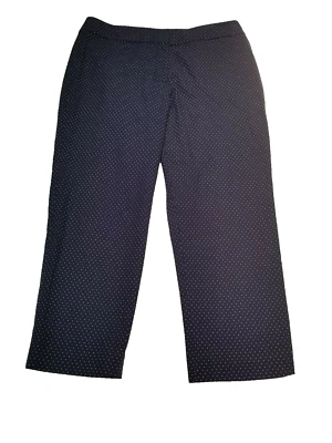 Nova Calça Capri Feminina Pendleton Bolinhas Cintura Média Tamanho 12 Pequena Azul Marinho Branca - Imagem 1 de 4