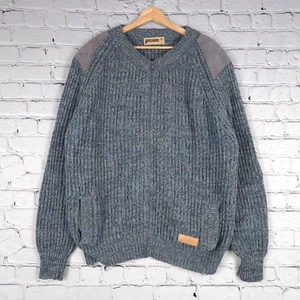Brenire Scotia Shooting Sweater Mens M/L Wool Elbow Shoulder Patches Zip FLAW - Picture 1 of 20