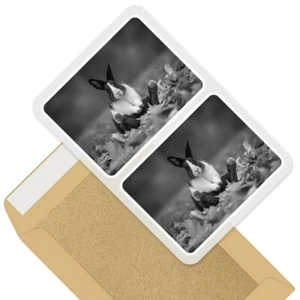 2 rechteckige Aufkleber 7,5 cm BW - schwarz-weiß Hase Tiere Haustiere süß #41384 - Bild 1 von 9