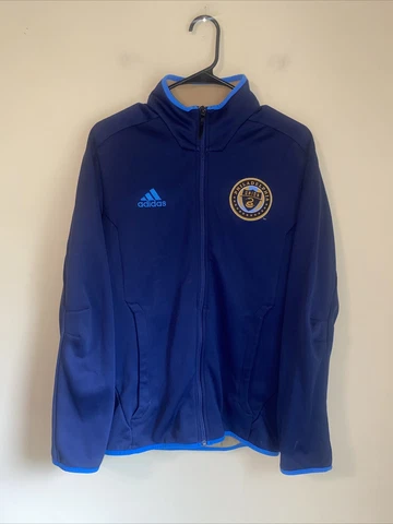Adidas Philadelphia Union MLS Adult S Navy Blue Gold Full Zip Warm-up Jacket Cover