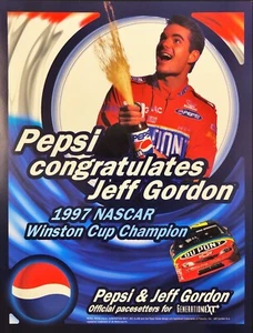 1997 Pepsi Jeff Gordon NASCAR Winston Cup Champion Man Cave Vintage Print Ad - Picture 1 of 6