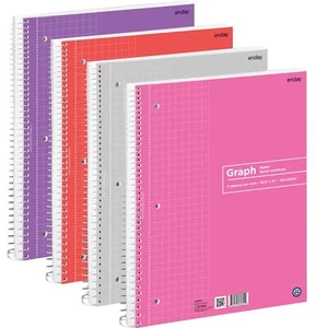 Graph Paper Notebook Quad Ruled Spiral Grid Notebook PACK Of 4 White Paper 10... - Picture 1 of 8