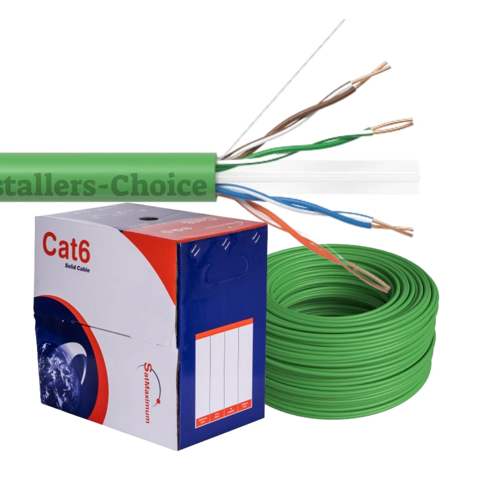 Cat6 1000 футов CCA UTP твердый зеленый кабель Ethernet - LAN сети оптом 23 AWG RJ45 - Изображение 1 из 4
