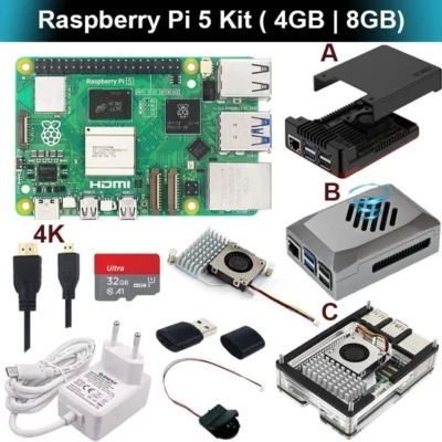 Raspberry Pi 5 Kit 4G 8G RAM BCM2712 Python 5B 4Kp60 PCIe 2.0 RTC Optional Metal - Image 1 of 4
