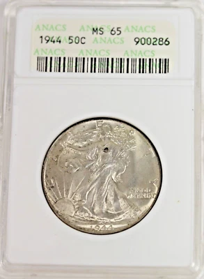 1944 Walking Liberty Half Dollar : ANACS MS65 - Image 1 of 4