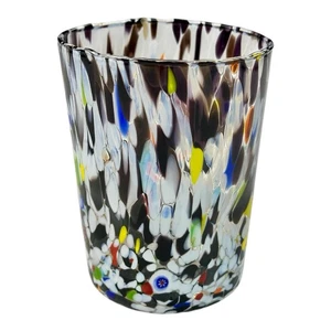 "Vaso de vidrio italiano de Murano múltiple Millefiori lados pellizcados 4,25""" - Imagen 1 de 18