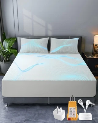 Sábanas ajustables de puesta a tierra, sábana de conexión a tierra ropa de cama conectada a tierra, 10 % plata pura... Foto 1 de 4