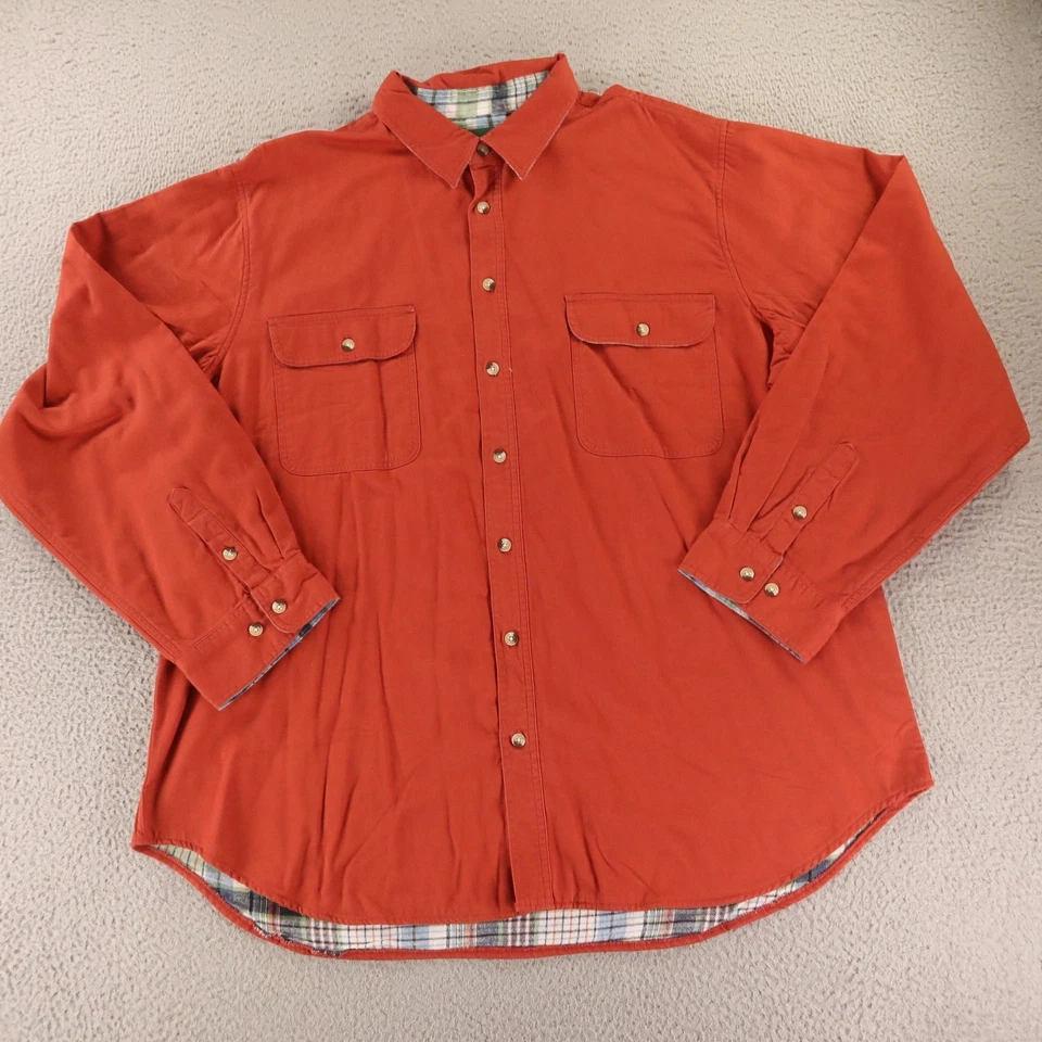 Camisa Scandia Woods Para Hombres 3XL 3XLT Naranja Rojo 100% Algodón Bolsillos de Sarga Abotonados Foto 1 de 4