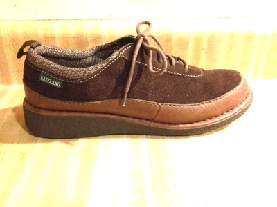 Oxford Eastland para mujer 10M Falmouth dos tonos cuero marrón gamuza con cordones crepé Foto 1 de 4