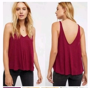 Free People Intimately Dani Swing Ta K Top Womens Small Berry Burgundy Ribbed - Imagen 1 de 18