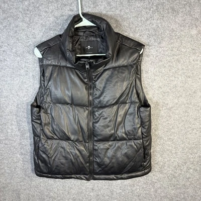 Chaleco acolchado de cuero sintético negro con cremallera talla S 7 For All Mankind para mujer Foto 1 de 4