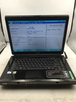 TOSHIBA SATELLITE L305 S5955 - BOOTS TO BIOS - INTEL CELERON - 2GB RAM -READ- BB - Image 1 of 4