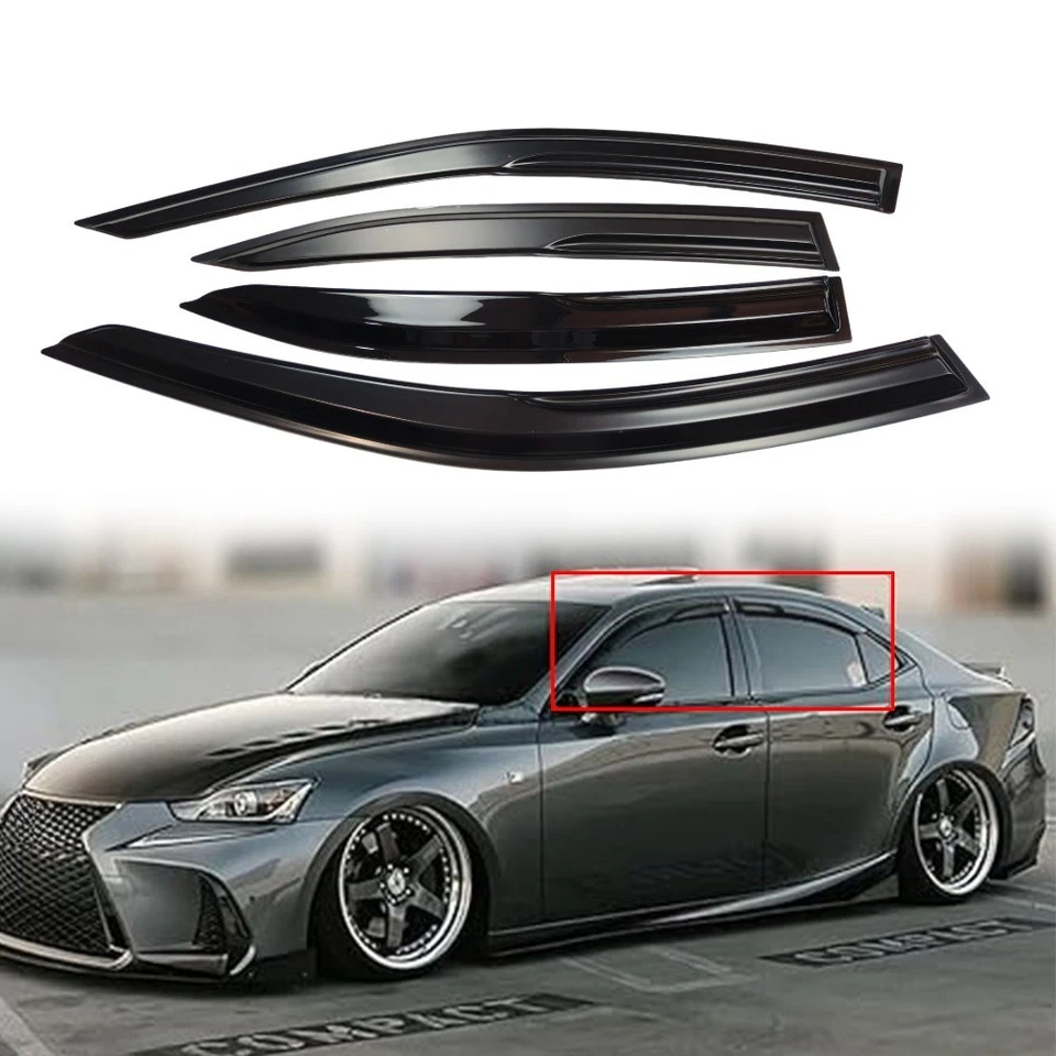  PARA 2014-2020 LEXUS IS250 IS300 IS350 TAZA ESTILO 3D ONDULADO VENTANA VISERA PROTECTOR DE LLUVIA Foto 1 de 4