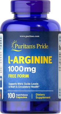 Puritan's Pride L-arginina 1000 mg cápsulas, 100 unidades, blanco, (4332490165) Foto 1 de 4