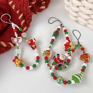 Christmas Phone Lanyard Beaded Bag Pendant Keychain New Phone Charm Rope - Photo 1 sur 7