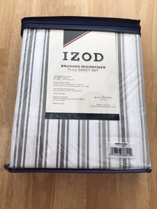 NEU IZOD Streifen komplettes Lakenset 6-teilig gebürstete Mikrofaser. Neu - Bild 1 von 2