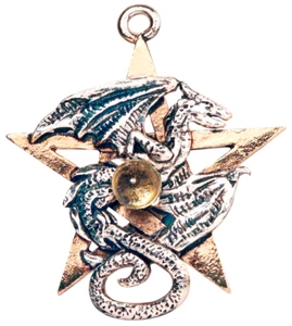 Dracogram Pendant Necklace Boxed, Forbidden Dragon Star Pentagram Gothic Fantasy - Picture 1 of 5