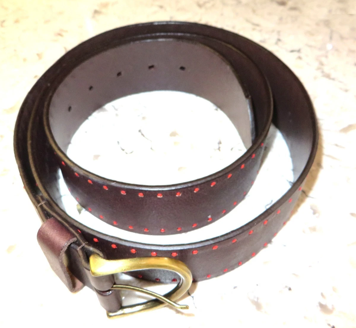 Coldwater Creek Wide Brown Leather Red Bead Border Belt Coldwater Creek Women main image 4
