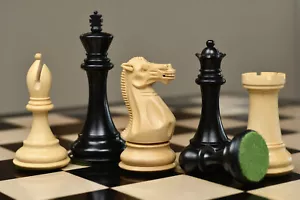 4'' Dominator Weighted Staunton Chess Pieces in Ebony / Box Wood - Picture 1 of 11