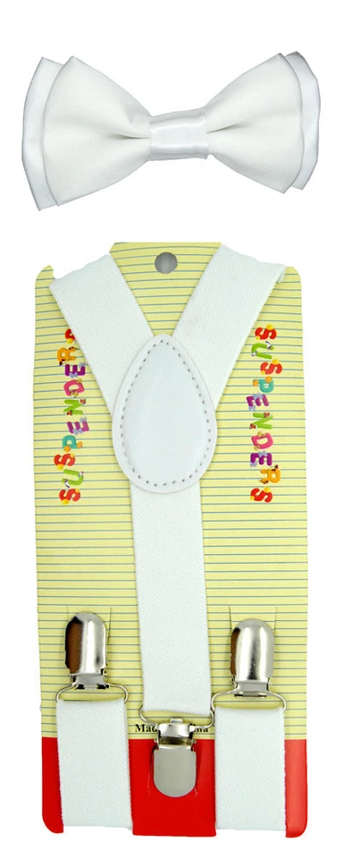 Boys Girls Kids Children Party Wedding Suspender & Bow tie Sets 7 Colors - Image 1 of 1