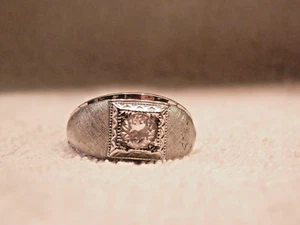 Signed Joseph Esposito 18K HGE ESPO Men's White Gold-Plated CZ Ring Size 8.5 - Picture 1 of 3