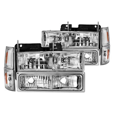 ANZO Crystal Headlights Chrome w/Signal Markers for Chevrolet C1500 | 111506 - Image 1 of 4