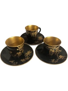 Vintage 1940’s Occupied Period Japanese LACQUERED WOOD CUP & SAUCER SET / 3 - Bild 1 von 8
