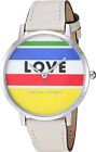 Rebecca Minkoff Rainbow LOVE Logo Slimline White Leather Strap Ladies Watch 99