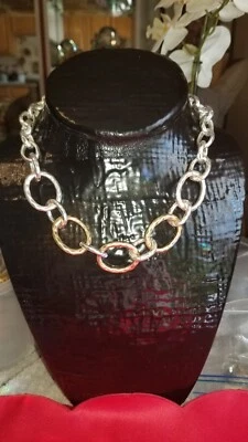 NEW WOT Park Lane Two Tone Large Chain Link Statement Choker Necklace With Ext. - Image 1 of 4