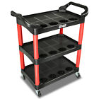 Red 3 Level Composite Workshop Tools Trolley+Casters for Warehouse Garage Office