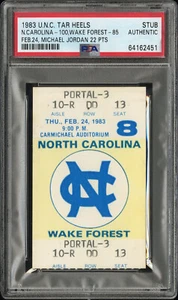1983 UNC vs. Wake Forest (Michael Jordan 22 points) Ticket Stub PSA Authentic - Picture 1 of 2