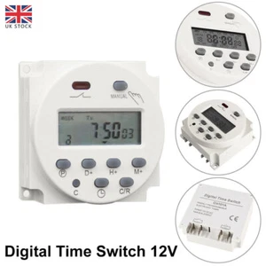 DC 12V 16A LCD Digital Timer Switch Electronic Power Time Relay Programmable New - Picture 1 of 8