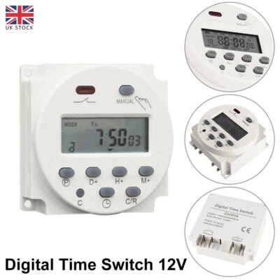 DC 12V 16A LCD Digital Timer Switch Electronic Power Time Relay Programmable New - Image 1 of 4