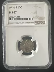 1944-S Mercury Silver Dime NGC MS 67 - Picture 1 of 4