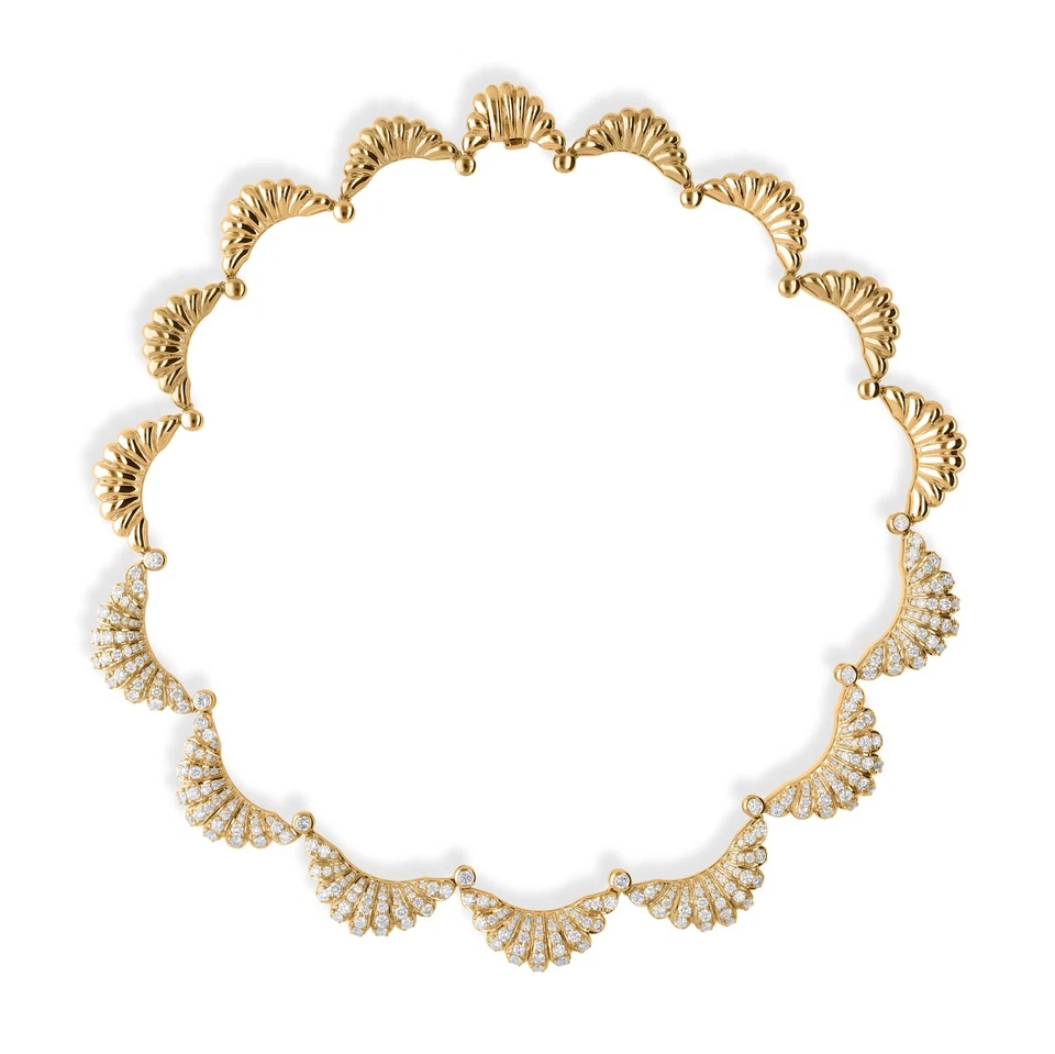 Collar Gargantilla Dije Diamante Pavé Redondo SI/H Natural 6.96 Ct Oro 18k Dos Tonos Foto 1 de 4