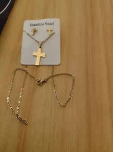  Modeschmuck Set Kette Ohrringe Kreuz No:5 - Bild 1 von 4