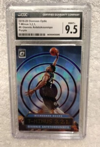 GIANNIS ANTETOKOUNMPO 2019 Donruss Optic T-Minus 3,2,1 Purple Holo #8 CGC 9.5 - Picture 1 of 2