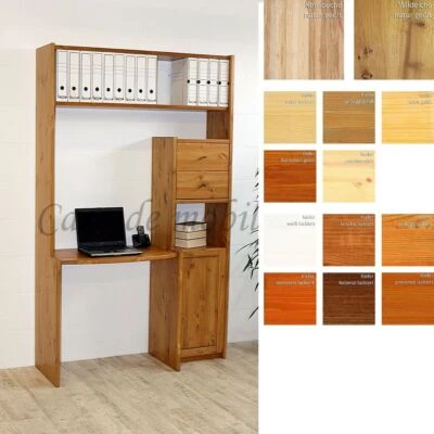 Massivholz Büro-regal Schreibregal holz Schreibschrank Schreibtisch mit regale - Bild 1 von 4